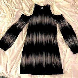 Zara Black & White Open Shoulder Dress